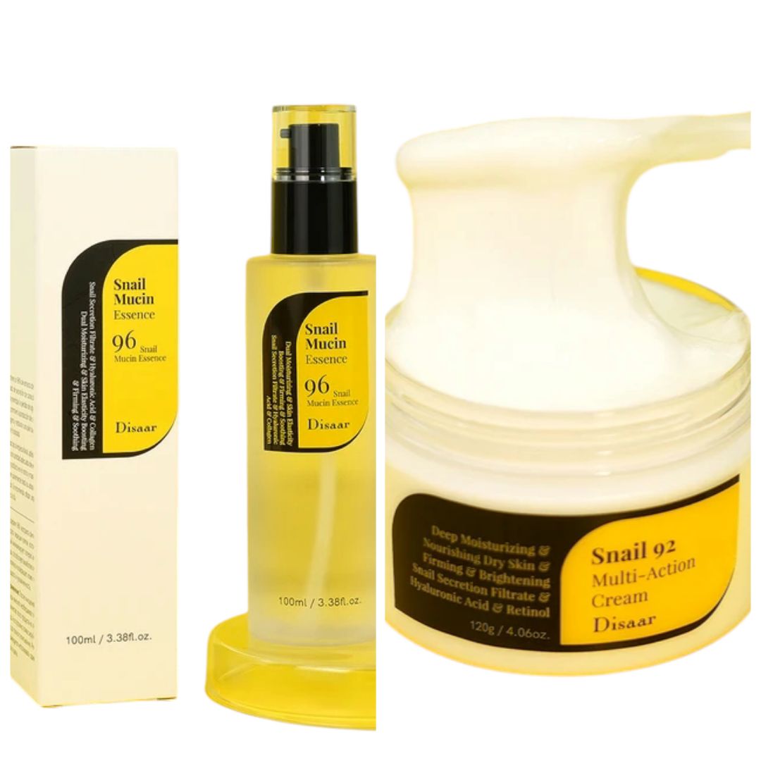 Disaar Snail 96 Mucin Essence Serum + Cream - Moisturizing, Hydrating, Repairing Advanced Snail Serum & Cream  For Face With Snail Secretion