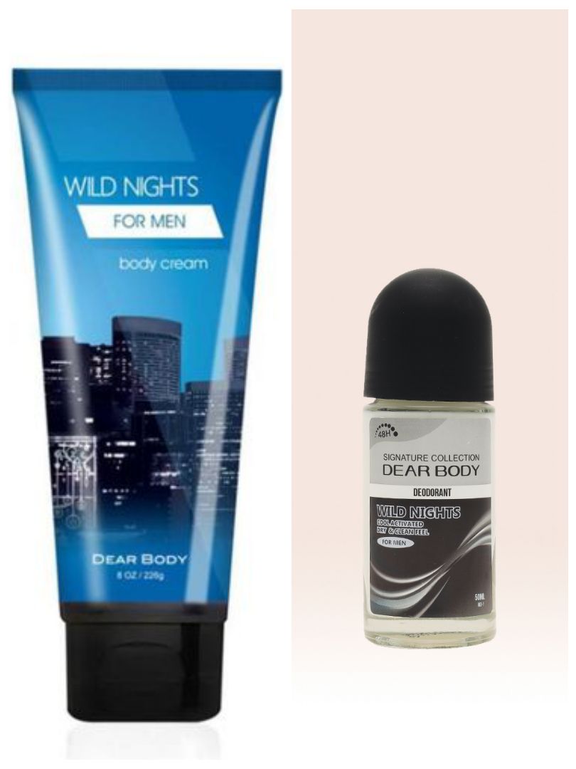 Wild Nights Moisturizing Body Cream For Men + Wild night Deodorant - Cool & Activated Dry & Clean Feel for Men