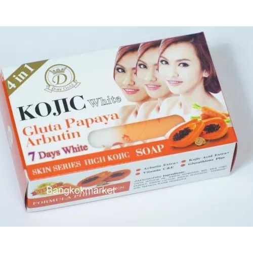 Kojic White Gluta Papaya Arbutin 7-Day Soap 4 In 1 - Moisturizer, Exfoliator, Acne treatment-160g
