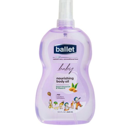 Ballet Baby Nourishing Body Oil  with Sweet Almond and Vitamin E, No Parabens/phthalates - 120ml/240ml