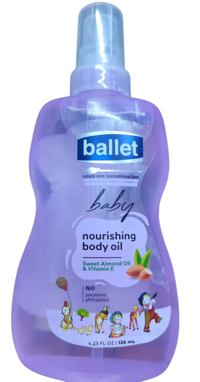 Ballet Baby Nourishing Body Oil  with Sweet Almond and Vitamin E, No Parabens/phthalates - 120ml/240ml