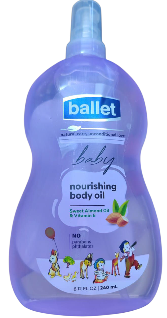 Ballet Baby Nourishing Body Oil  with Sweet Almond and Vitamin E, No Parabens/phthalates - 120ml/240ml