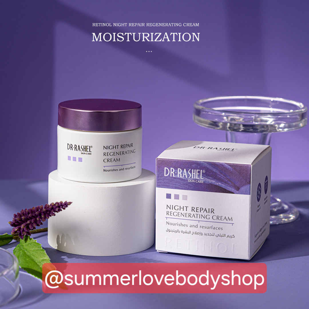 DR RASHEL Retinol Night Repair Regenerating Cream + Serum - Nourishing Anti-Aging Tighten Skin - Promotes an Even Skin Tone and a Brighter Complexion - Best Night Cream & Face Serum - 50ml each
