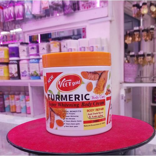 VEET GOLD Turmeric Body Cream + Oil (2 Pack) - Supper Whitening Oil + Cream - Clears Knuckles, Removes Dirt & Impurities Super Whitening, Clears Dark Thighs Anti Dark spots