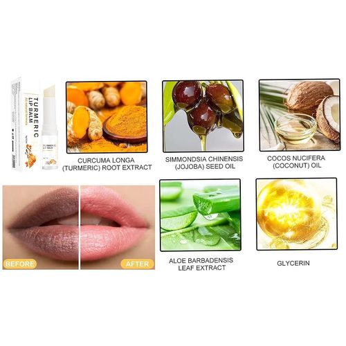Turmeric Lip Balm - Moisturize, Repair Damaged Lips To Restore Pink Natural Lip Color view 5