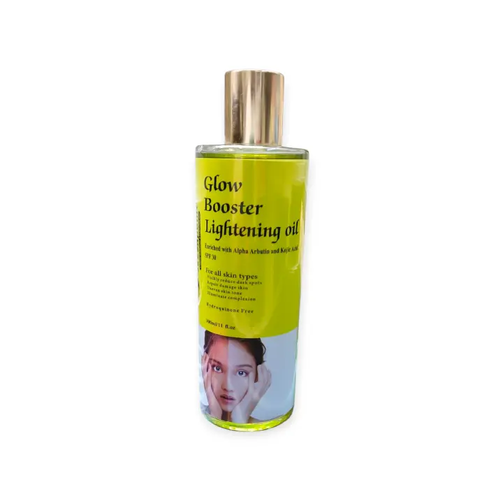 Glow booster Lightening Oil - Enriched with Alpha Arbutin & Kojic Acid - Reduce Black Spots, Repair Damaged Skin, Uneven Skin Tone, & Illuminate Complexion - 300ml