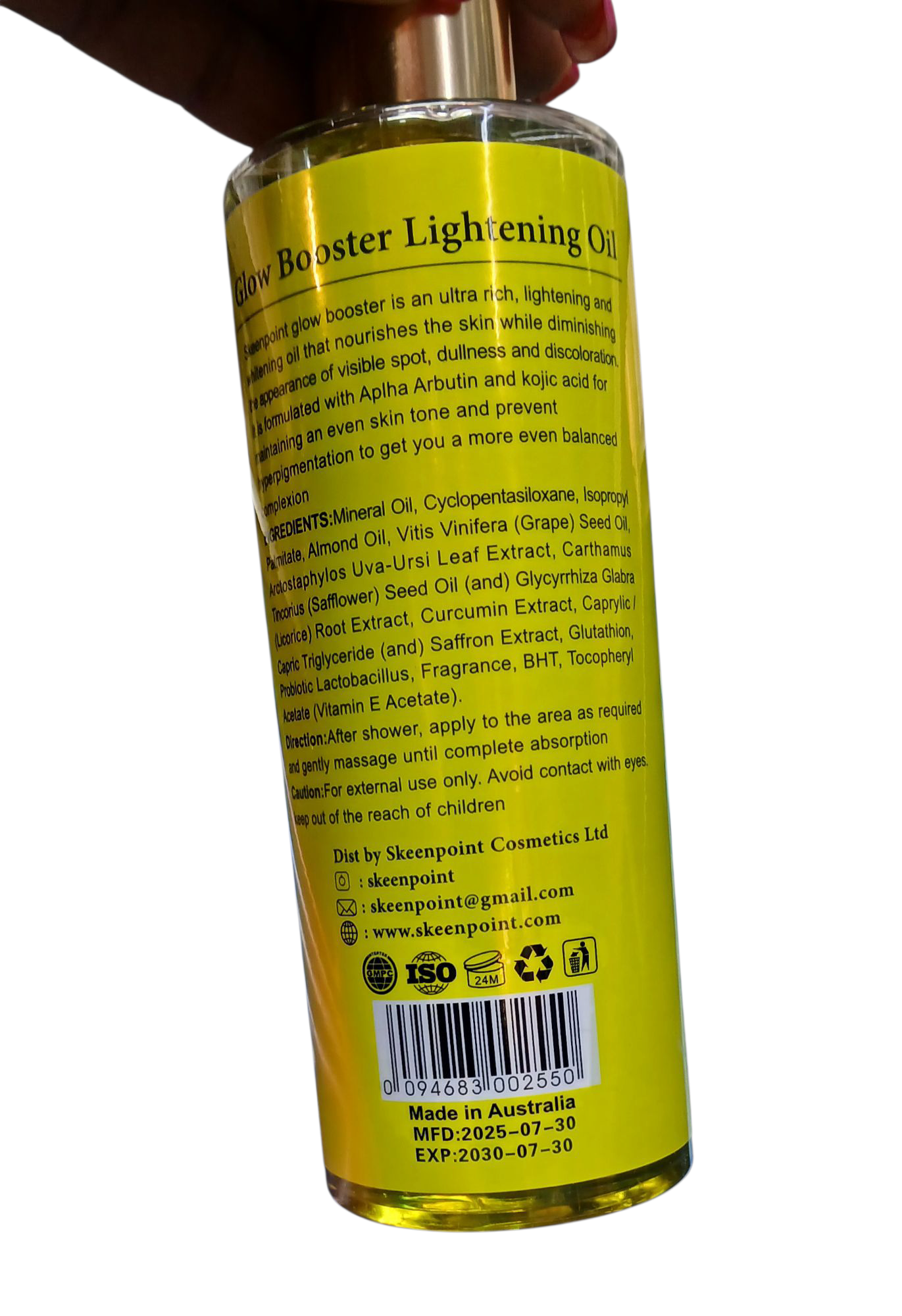 Glow booster Lightening Oil - Enriched with Alpha Arbutin & Kojic Acid - Reduce Black Spots, Repair Damaged Skin, Uneven Skin Tone, & Illuminate Complexion - 300ml