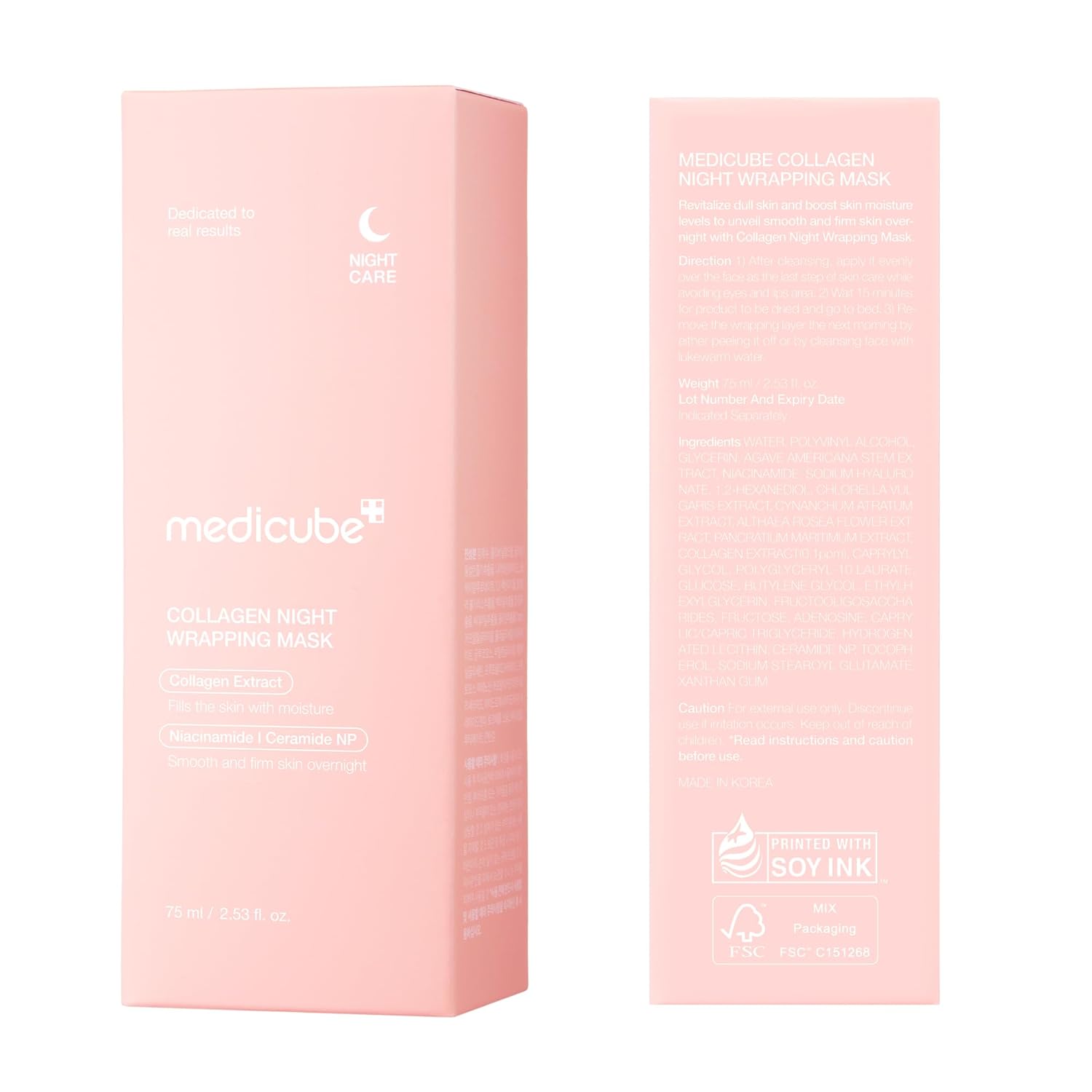 Medicube Collagen Overnight Wrapping Peel Off Facial Mask - Elasticity & Hydration Care, Reduces Sagging & Dullness - Hydrolyzed Collagen For Glowing Skin