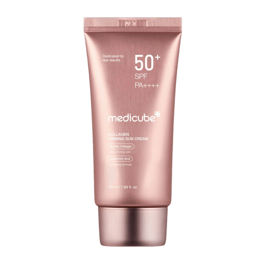 Medicube Collagen Firming Sun Cream Sunscreen SPF 50+ with Hyaluronic Acid. Offers Broad Spectrum UV Sun Protection, Moisturizes, Firms & Tightens The Skin, Gives A Glass Skin Glows, Brightens, Tones,