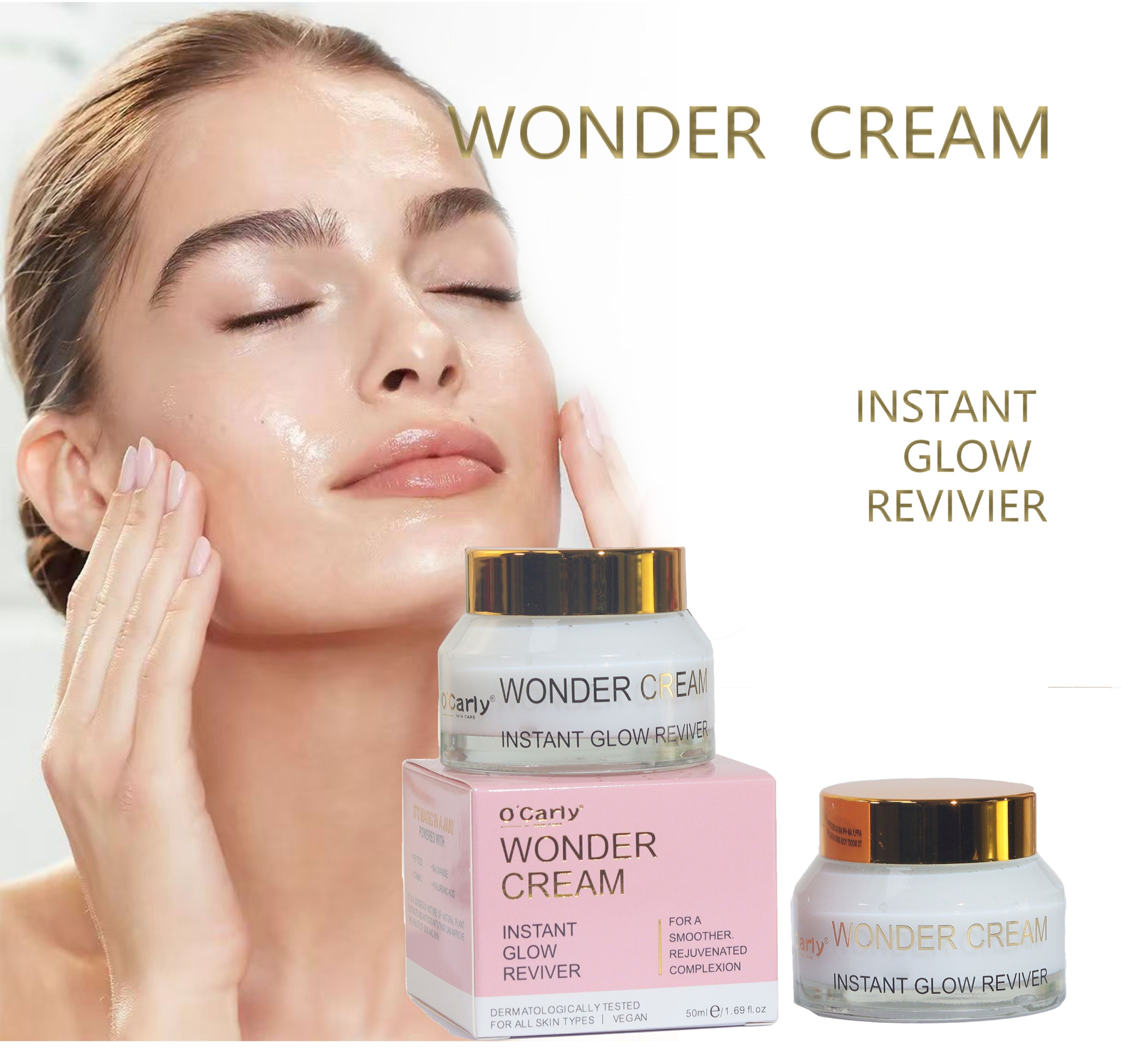 O'carly Wonder Cream Instant Glow Reviver - Instant Glow, Boosts Hydration, Rejuvenates the Skin, For all Skin Types - 50ml