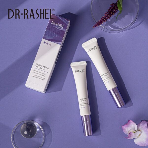 DR Rashel Retinol Night Repair Eye Cream - Contains Hyaluronic Acid & Retinol - Brightens Dark Circles, Smooths Lines, Reduces Puffiness, Hydrates..