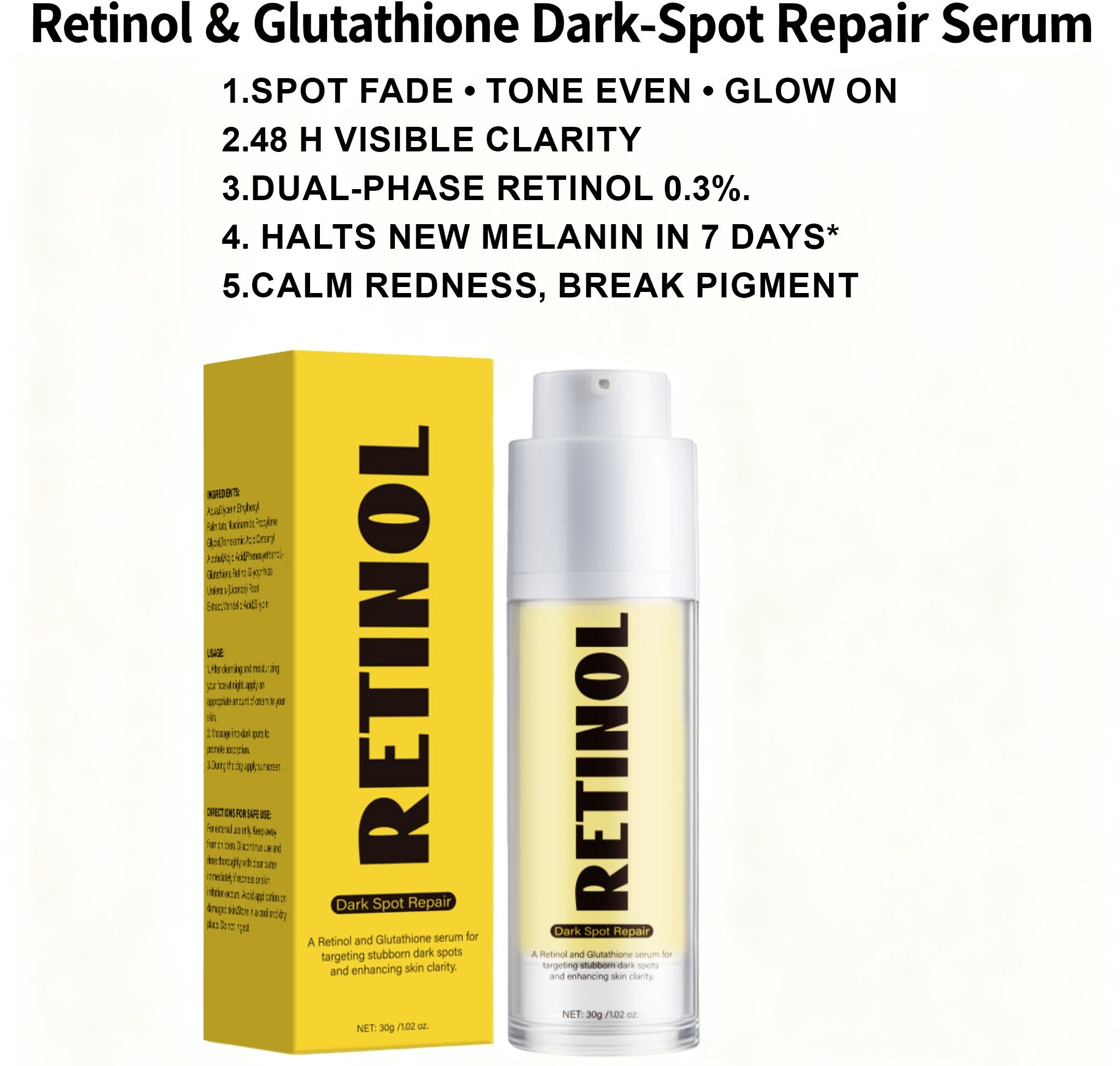 Retinol Dark Spot Repair Face Serum -  for Skin Brightening Relief, Dark Spot Removal, Antiaging, Blemish Clearing, Pigmentation Correctors