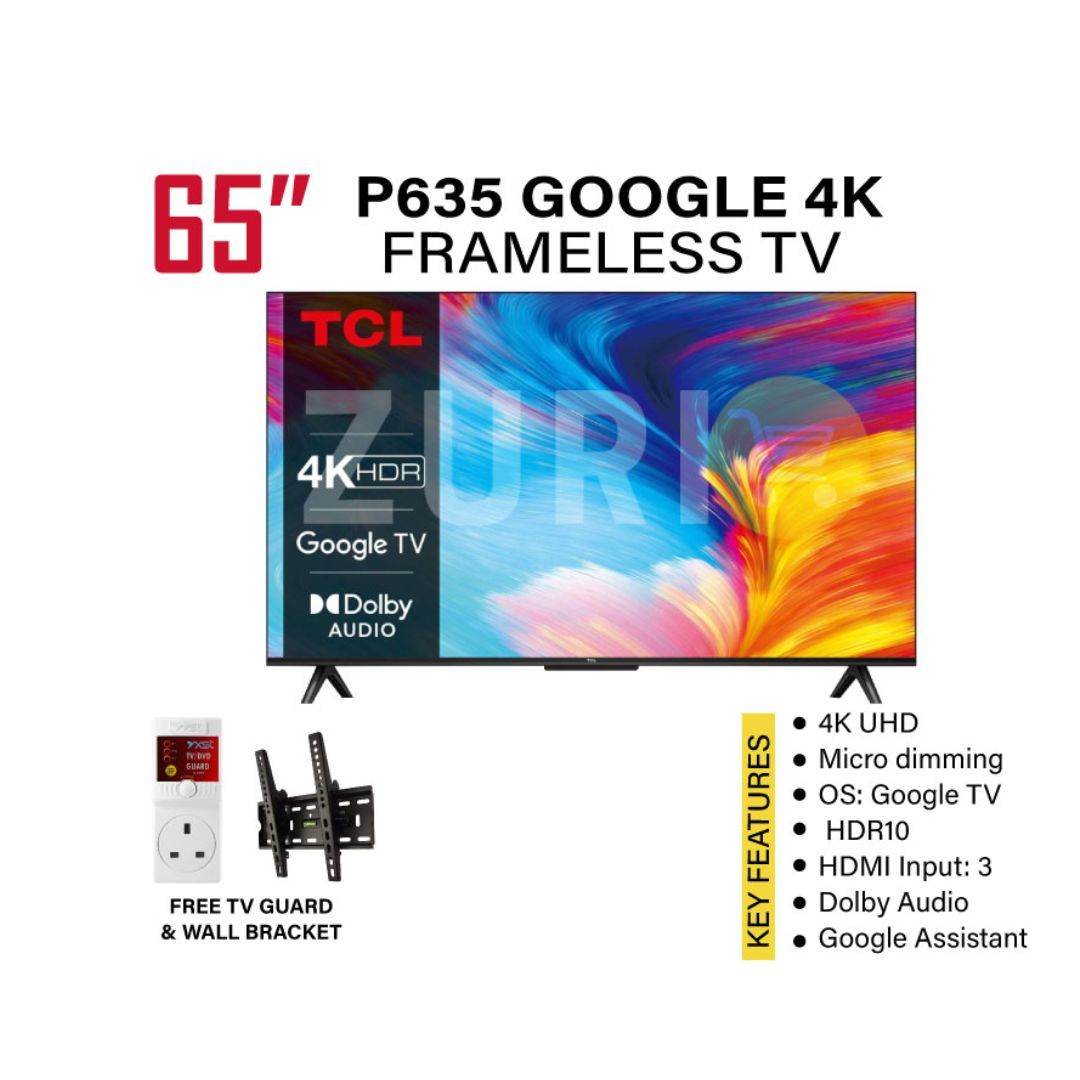 TCL 65P635 65 inch 4K HDR Google TV Frameless Voice control
Bluetooth