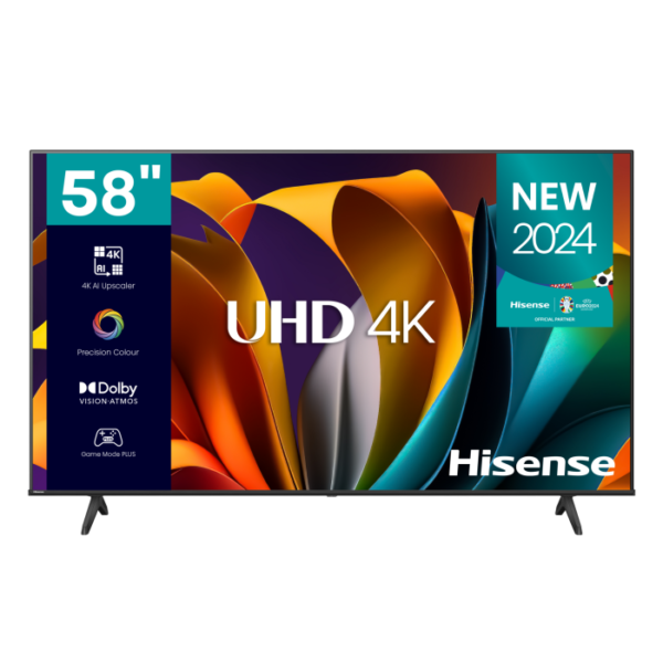 Hisense A6N 58 Inch 4K UHD Smart TV Dolby Vision, Game Mode PLUS with 60Hz VRR ALLM, Smooth Motion, AI Sports Mode, Vidaa OS with Freely, Youtube, Netflix and Disney+ & Now TV