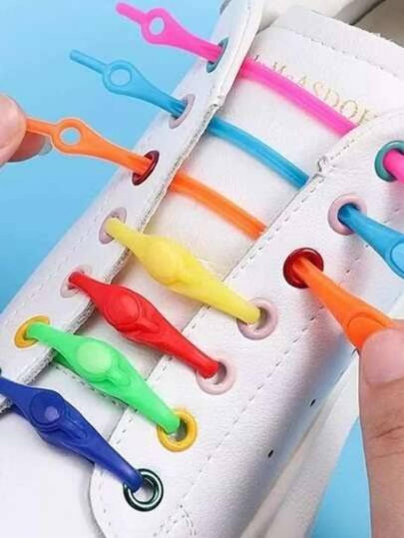 12PCs Silicone Shoelaces Round Elastic Shoe Laces a set
Colours available green, blue,pink,red,yellow,white,grey,black , purple and mixed color.
 No Tie Shoelace For Men Women All Sneakers