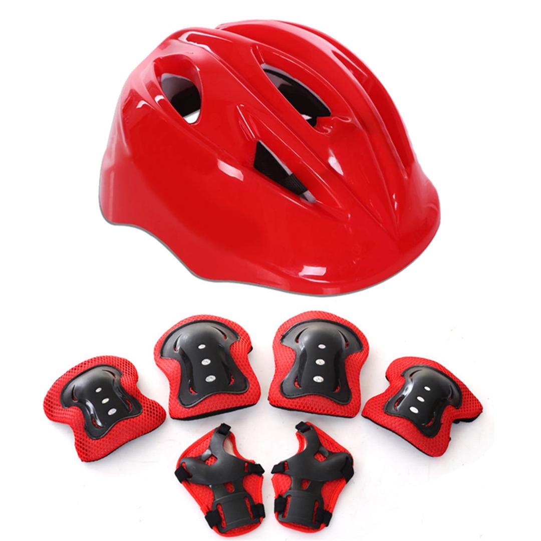 Kids helmet, elbow and Knee Padsand guards set 
included in the package -one helmet ,6pack guards  Red or purple