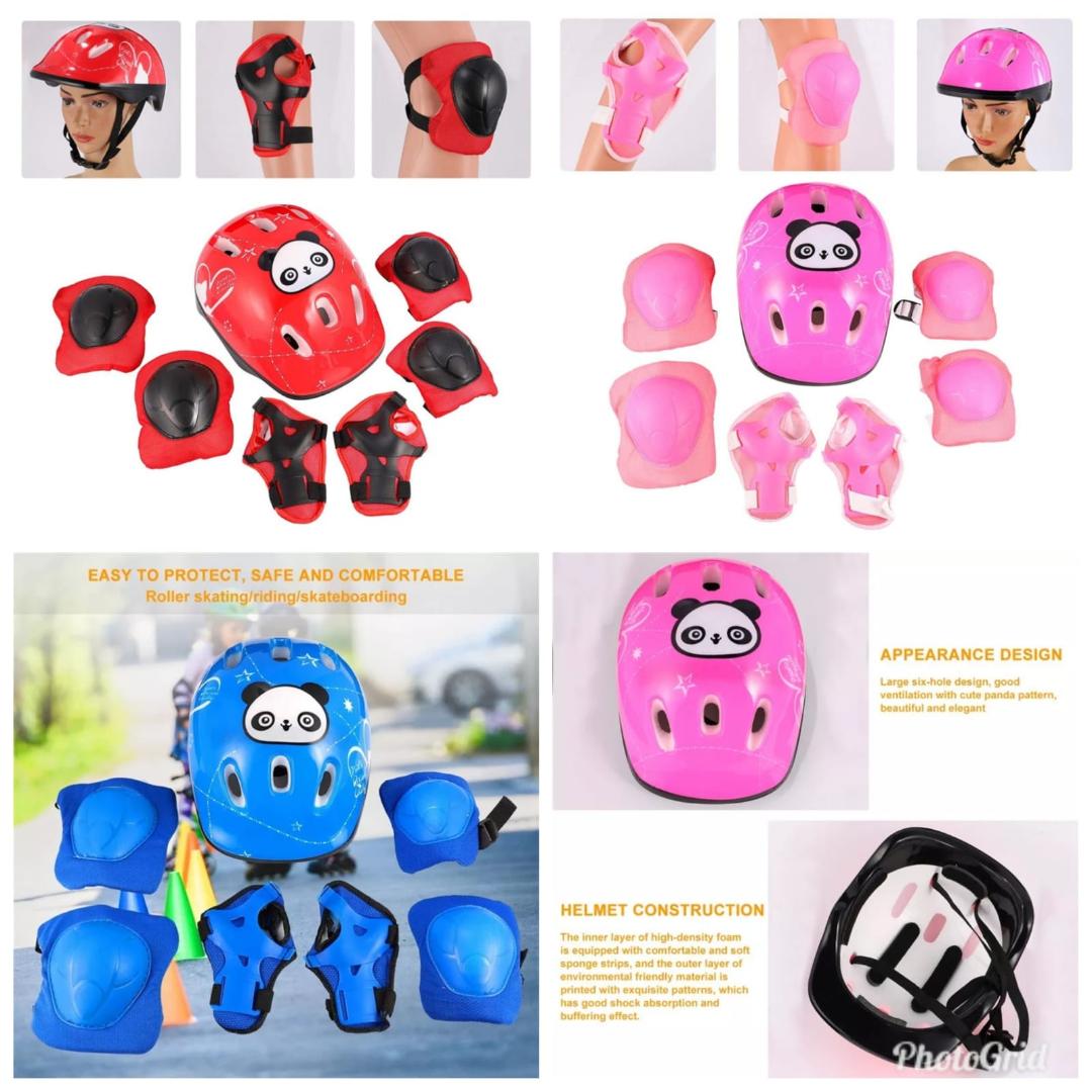 Kids helmet, elbow and Knee Padsand guards set 
included in the package -one helmet ,6pack guards  Red or purple