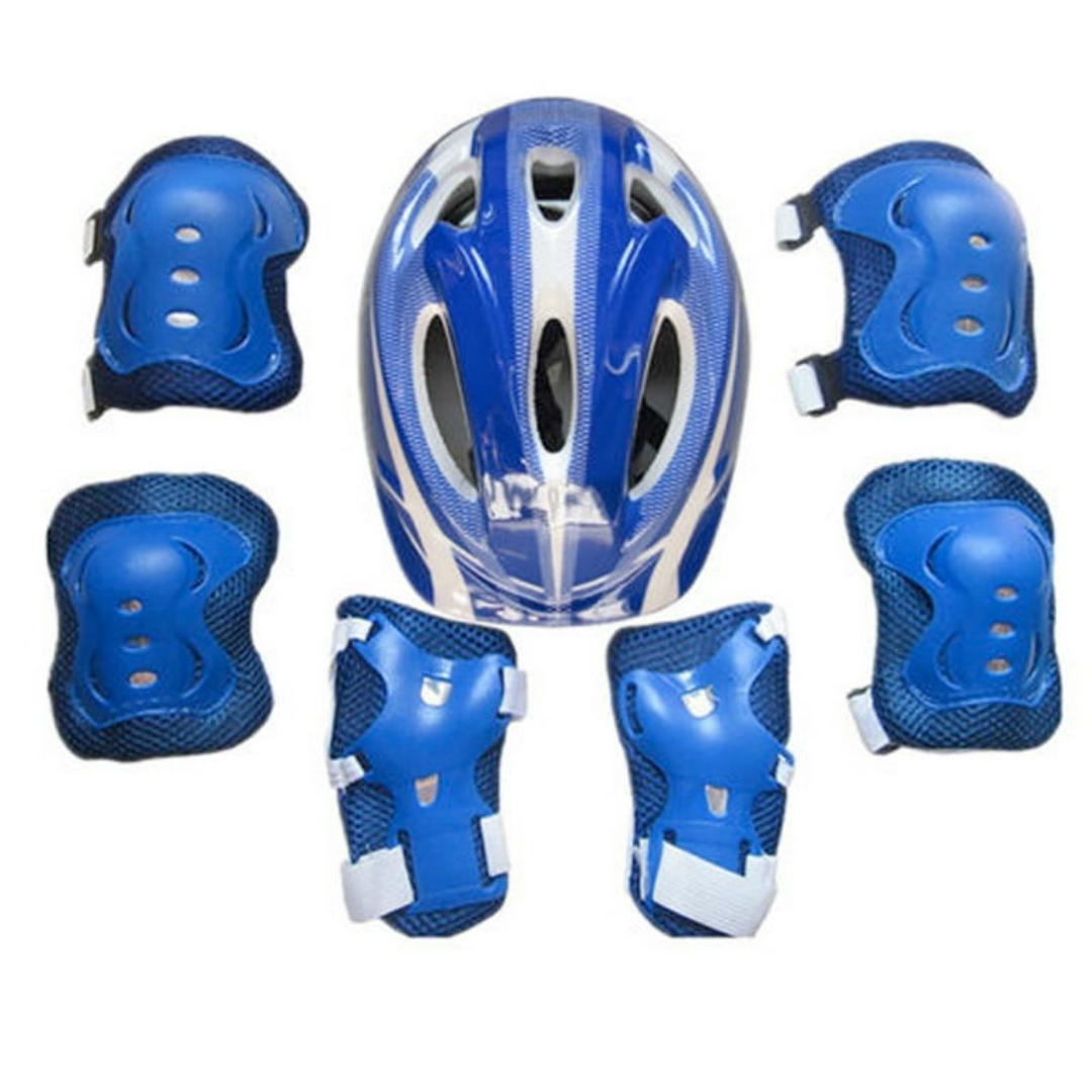 Kids helmet, elbow and Knee Padsand guards set 
included in the package -one helmet ,6pack guards  Red or purple