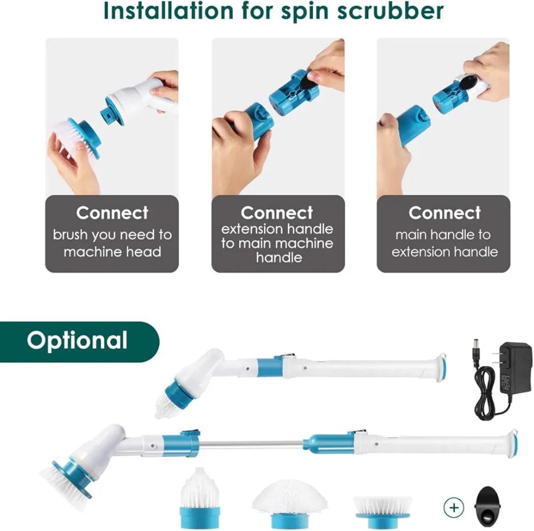 [OFFER] Hurricane Electric Spin scrubber Has 3 replacement cleaning head brush for tub, tiles,floor Portable rechargeable cordless with automatic rotation Extends upto 44 inches*