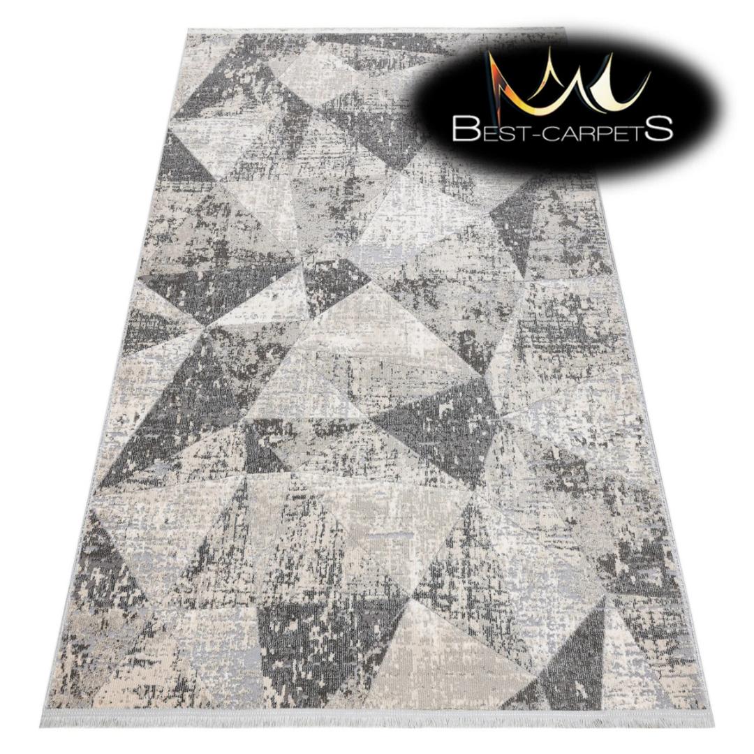 [OFFER] Modern Designer structural Rug / Carpet polygons and triangles CREAM / GREY High Quality 5ft by 8ft