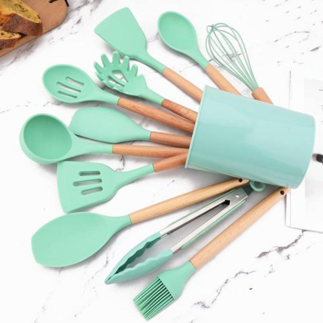 [CLEARANCE OFFER] 12 pcs Silicone Non-stick Kitchen Set Cooking Spoon Set