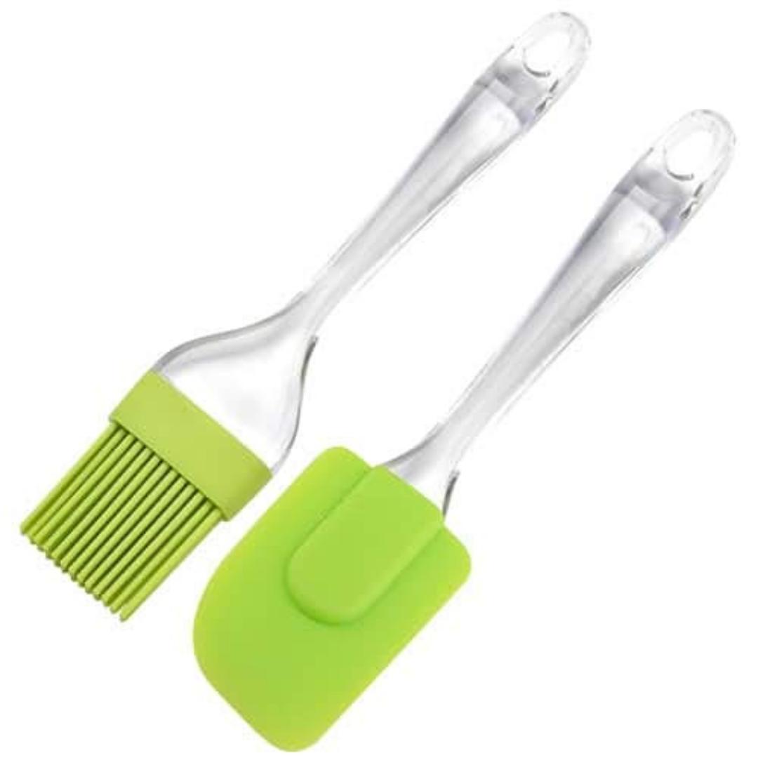 [CLEARANCE OFFER] Silicone Spatula and Pastry Brush Set Special for Cake Mixer, Cooking, Baking, Glazing - Set of 2 (Multicolor)