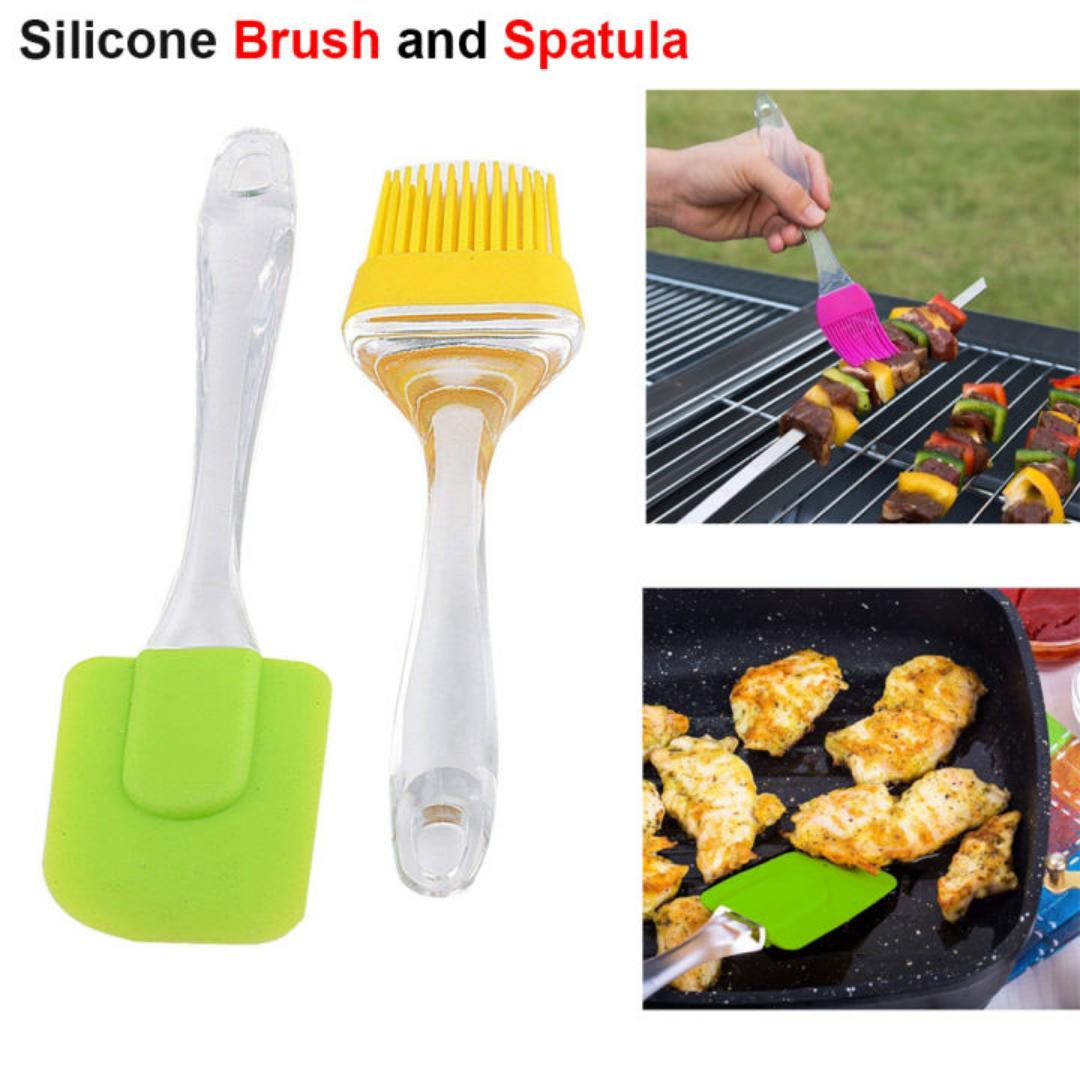 [CLEARANCE OFFER] Silicone Spatula and Pastry Brush Set Special for Cake Mixer, Cooking, Baking, Glazing - Set of 2 (Multicolor)