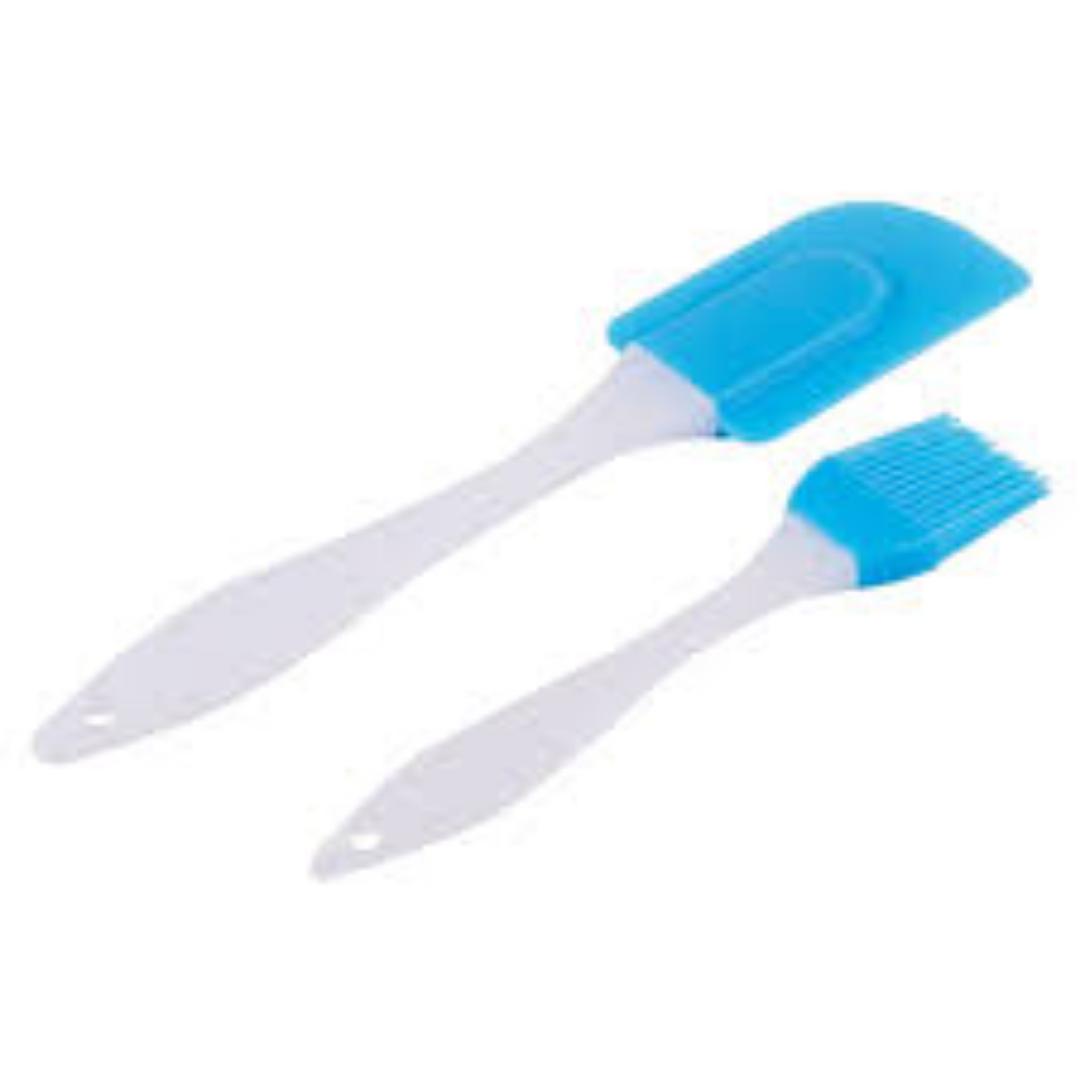 [CLEARANCE OFFER] Silicone Spatula and Pastry Brush Set Special for Cake Mixer, Cooking, Baking, Glazing - Set of 2 (Multicolor)