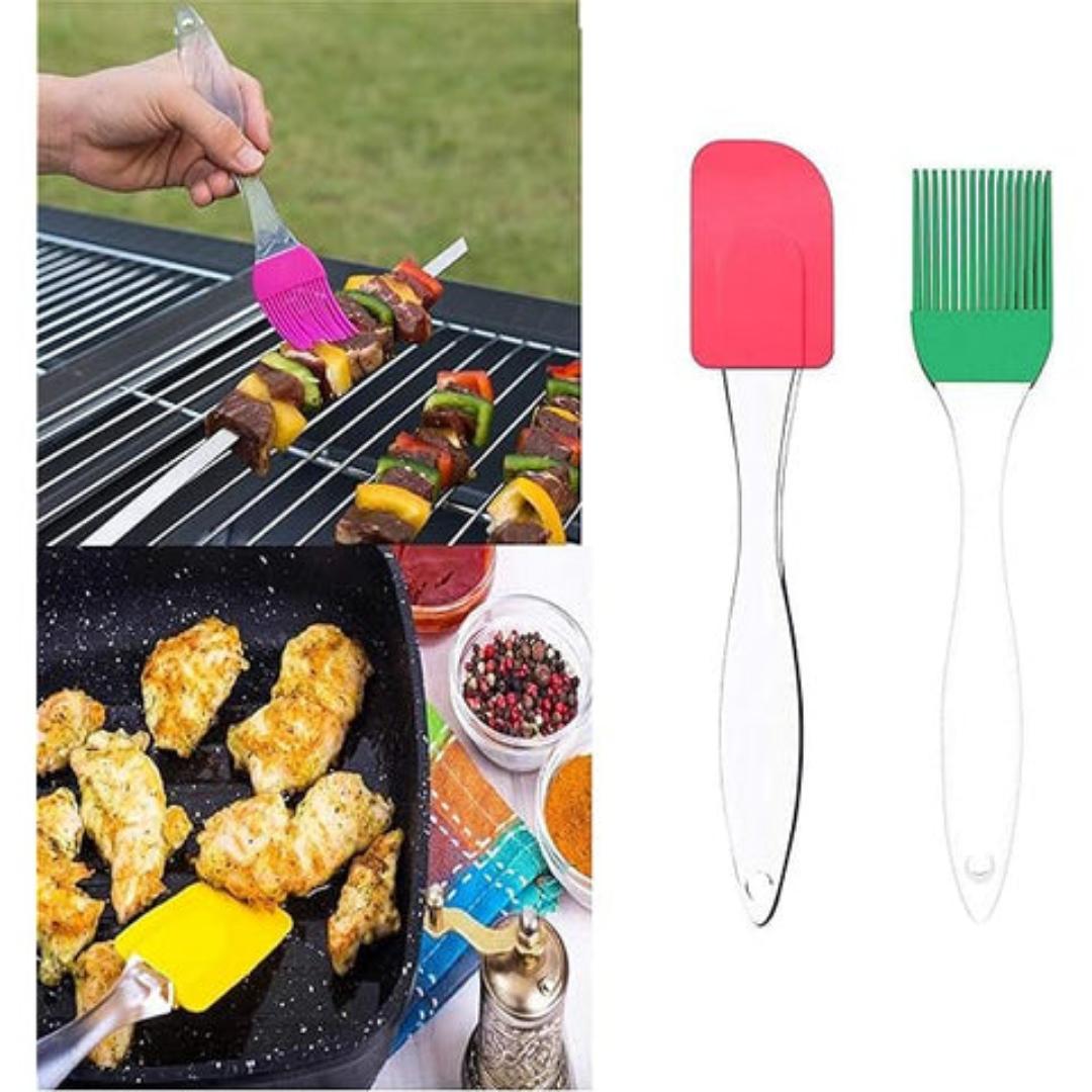 [CLEARANCE OFFER] Silicone Spatula and Pastry Brush Set Special for Cake Mixer, Cooking, Baking, Glazing - Set of 2 (Multicolor)