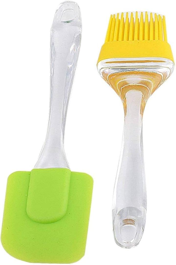 [CLEARANCE OFFER] Silicone Spatula and Pastry Brush Set Special for Cake Mixer, Cooking, Baking, Glazing - Set of 2 (Multicolor)