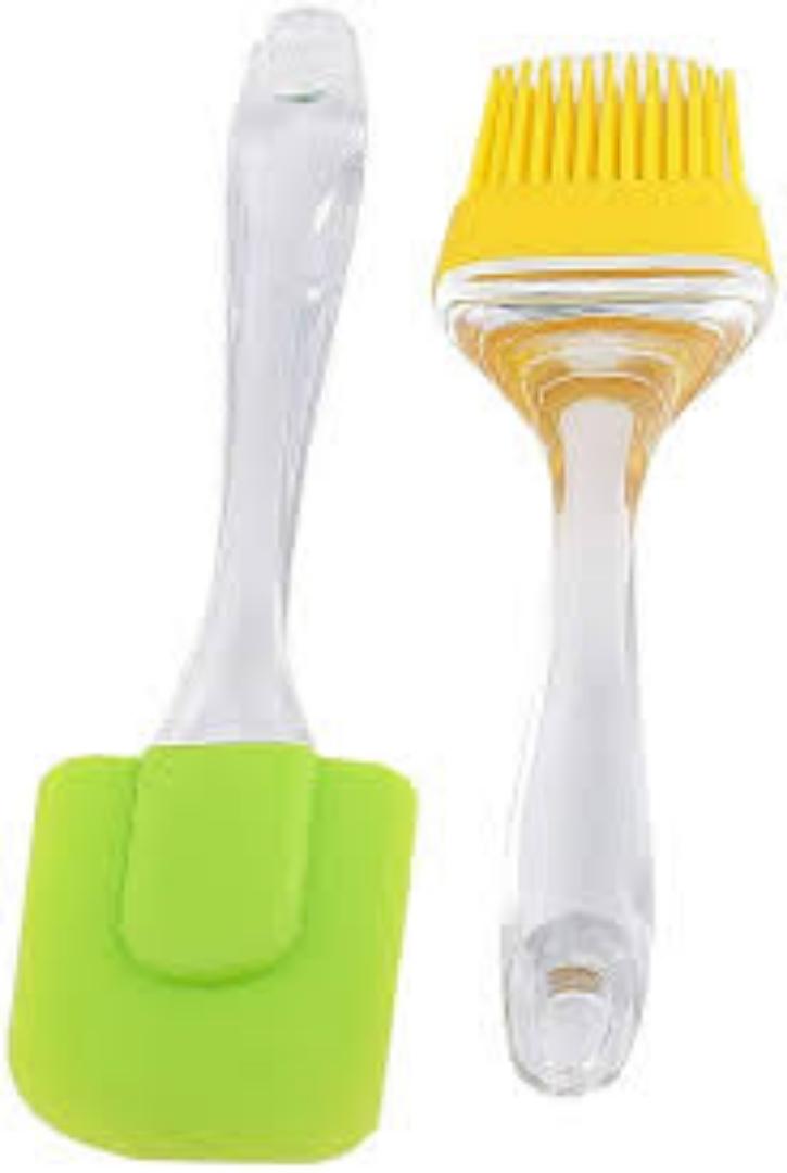 [CLEARANCE OFFER] Silicone Spatula and Pastry Brush Set Special for Cake Mixer, Cooking, Baking, Glazing - Set of 2 (Multicolor)