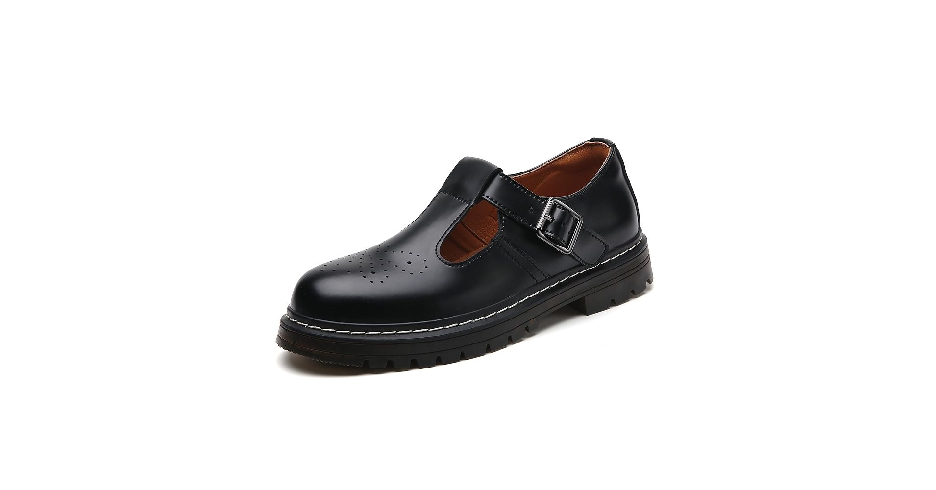 Black Leather Official School Shoes - Mary Jane shoes with a platform sole - Girls Fashion Back to School Shoes