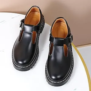 Black Leather Official School Shoes - Mary Jane shoes with a platform sole - Girls Fashion Back to School Shoes
