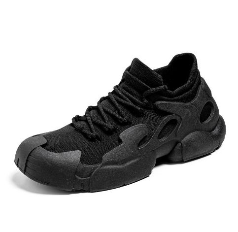 Trendy Unisex breathable thick-soled casual, running or hiking shoes in black- Nicknames ;dad shoes; octopus sock shoes