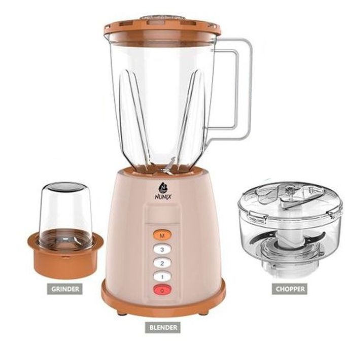 NUNIX  AK-444, 3 In 1 Blender  1.5 Ltrs With STRONG Grinding Blades and UNBREAKABLE JUG