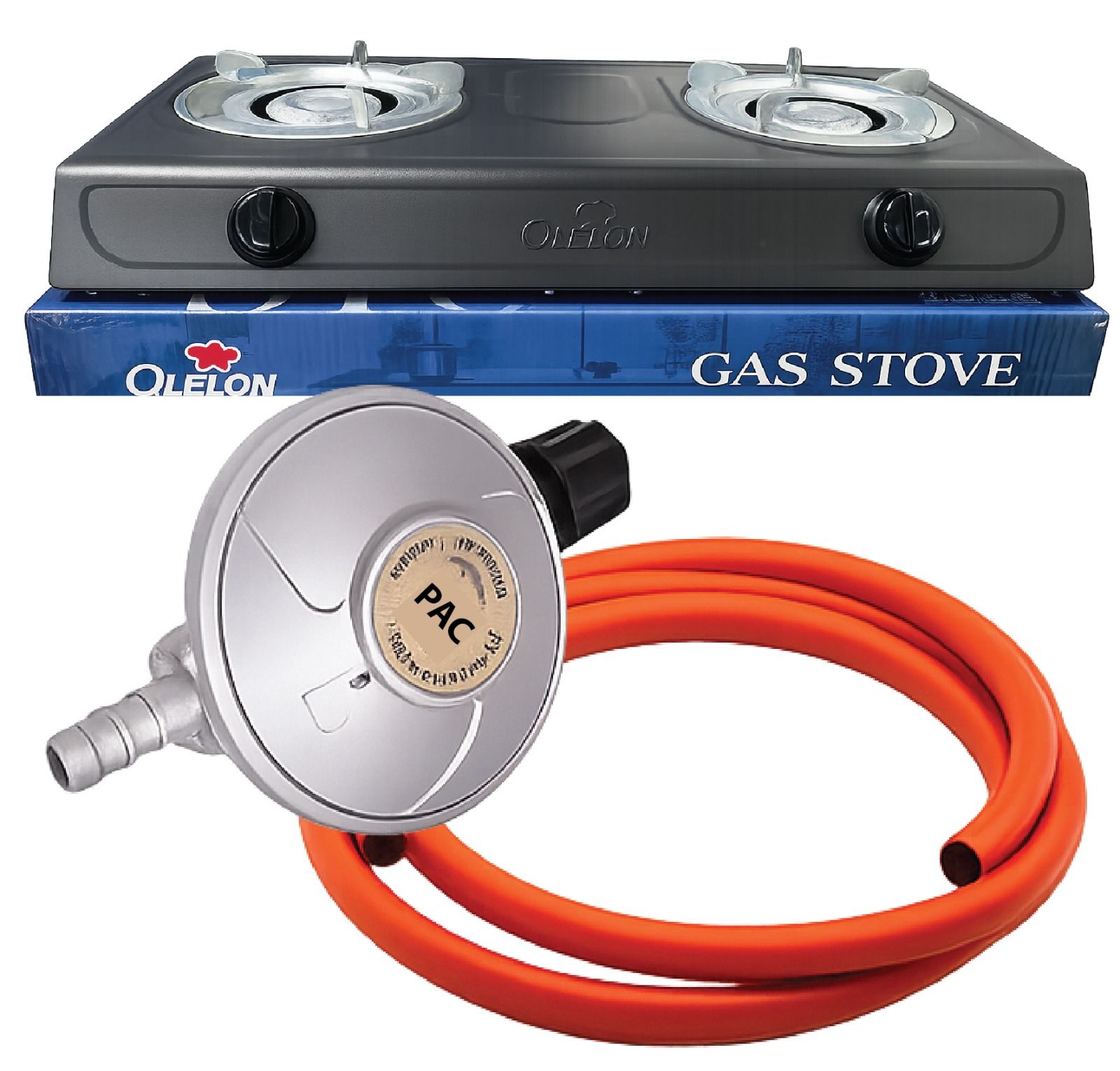 Table Top Stainless Steel, Auto Ignation 2 Burner Gas Cooker, PLUS FREE 6kg Regulator And Pipe