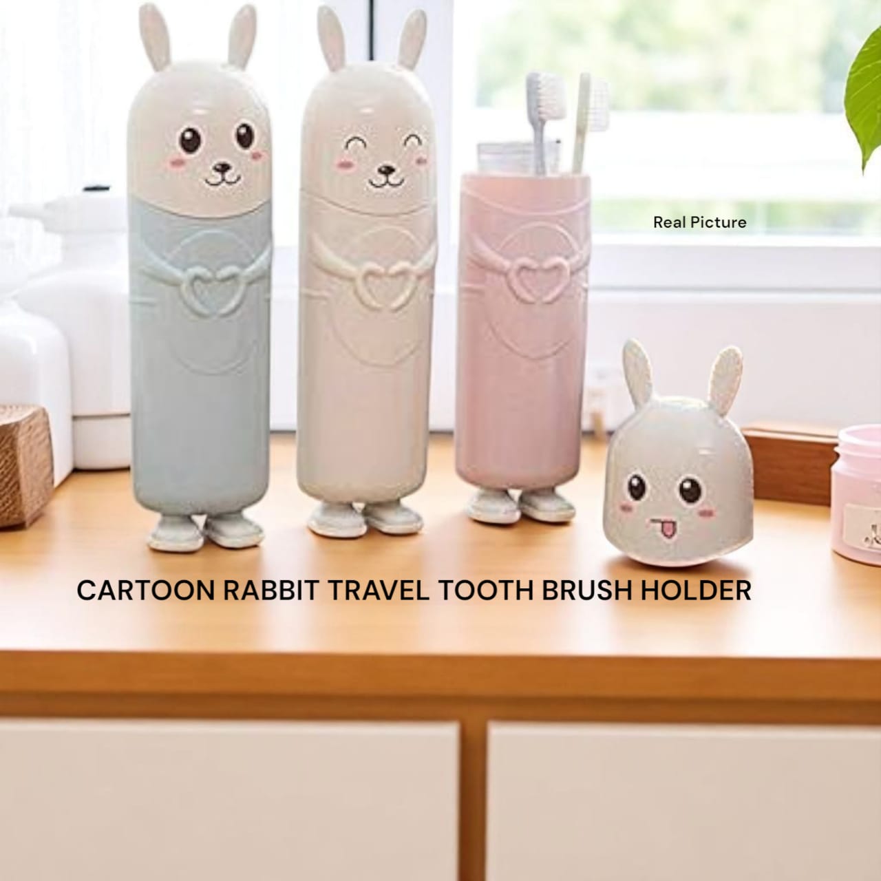 Cartoon Rabbit Travel Toothbrush Holder – Portable Toothbrush Case for Kids and Adults, Cute and Compact Oral Care Storage for Travel and Daily Use