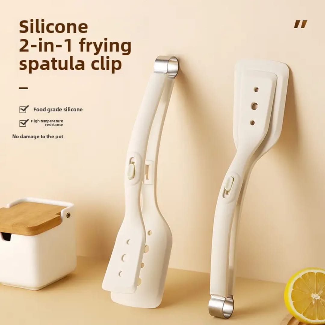 High Quality 2-in-1 Heat-Resistant Silicone Spatula and Tongs Kitchen Tool – Ergonomic Non-Stick Food Turner and Gripper for Eggs, Steaks, Fish, Pancakes, and More Cooking Tasks