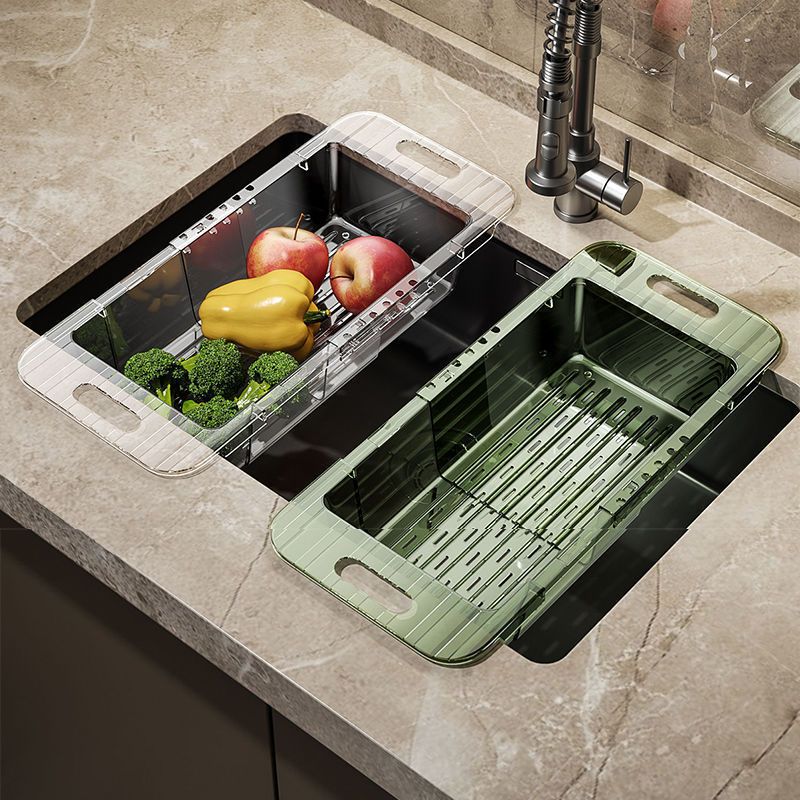 Multifunctional Acrylic Over-the-Sink Colander Drain Basket – Adjustable Length 36–46.5cm for Rinsing, Drying, and Storing Fruits, Vegetables, Utensils & More in Compact Kitchen Spaces