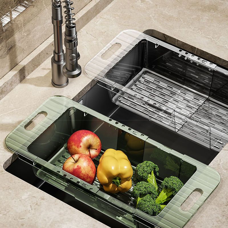 Multifunctional Acrylic Over-the-Sink Colander Drain Basket – Adjustable Length 36–46.5cm for Rinsing, Drying, and Storing Fruits, Vegetables, Utensils & More in Compact Kitchen Spaces