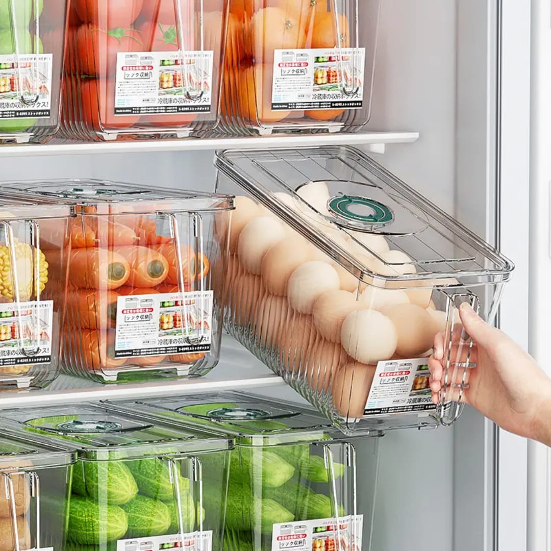 5L Large Acrylic Fridge Storage Container with Lid – Clear BPA-Free Organizer Box for Fruits, Vegetables, Food Preservation and Kitchen Shelf Organization