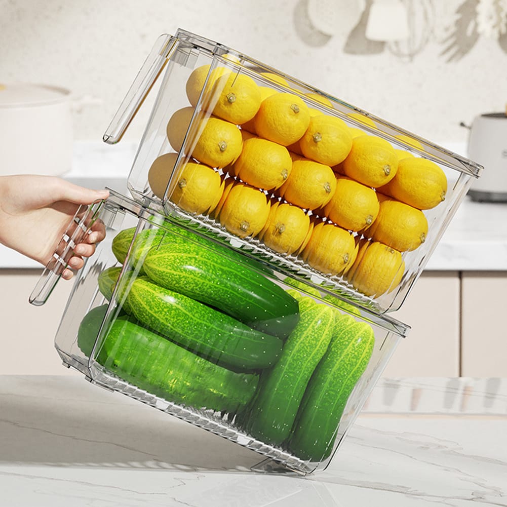 5L Large Acrylic Fridge Storage Container with Lid – Clear BPA-Free Organizer Box for Fruits, Vegetables, Food Preservation and Kitchen Shelf Organization