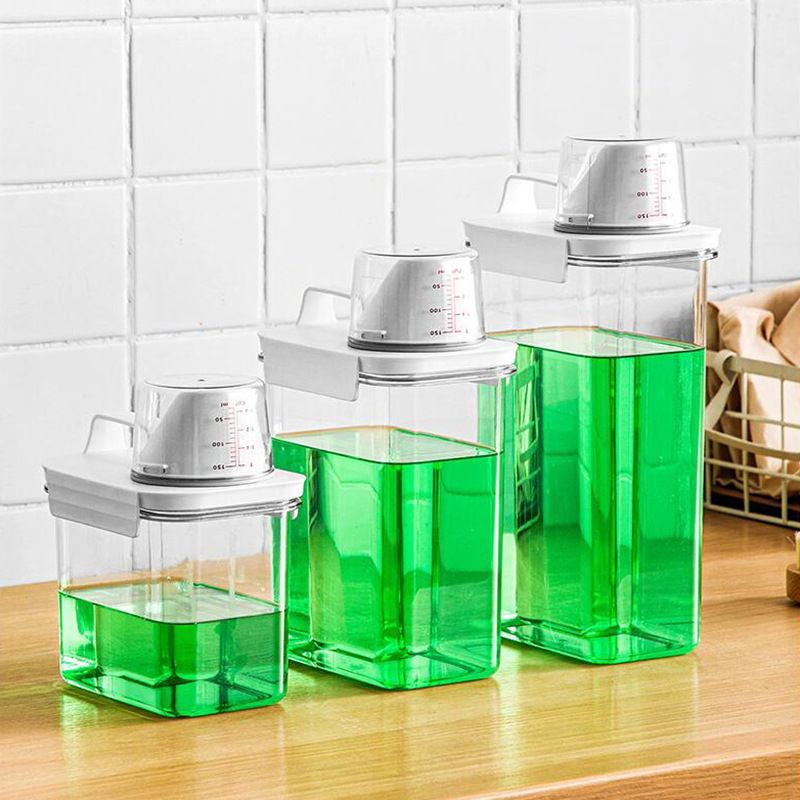 Acrylic Laundry Detergent Storage Container with Airtight Seal, 2300ml Capacity – Space-Saving Clear Bin with Measuring Cup for Organized and Efficient Laundry Room Use