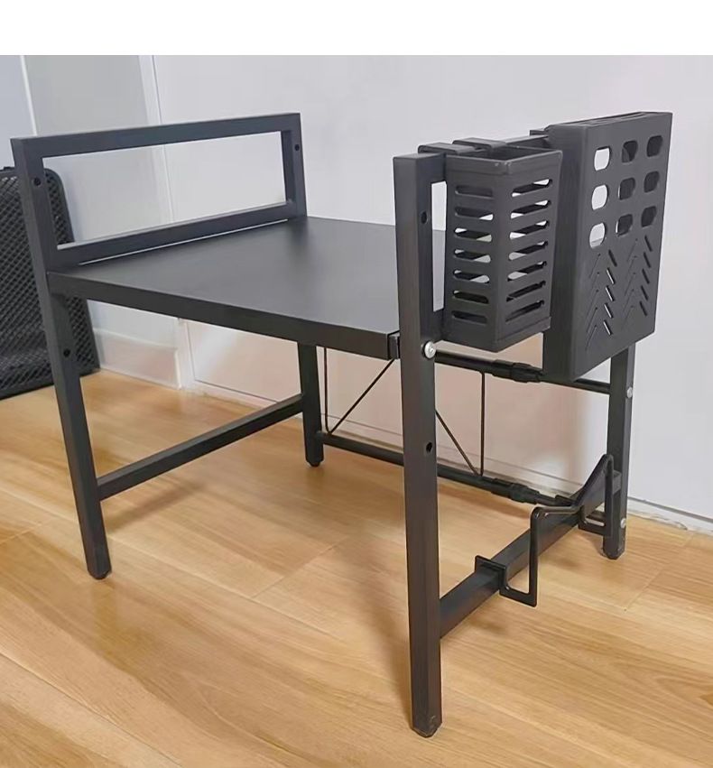 Heavy-Duty Single Layer Adjustable Microwave Stand – Rust-Free Carbon Steel Shelf with Scratch-Resistant Finish for Kitchen Countertop, Oven, and Appliance Organization