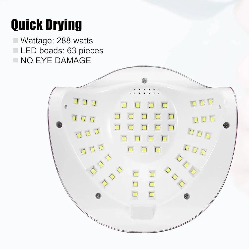 Sun 288W UV LED Nail Gel Curing Lamp – Fast Nail Polish Dryer for Gel, Acrylic & Shellac, Smart Sensor, 4 Timer Modes, Salon & Home Use
