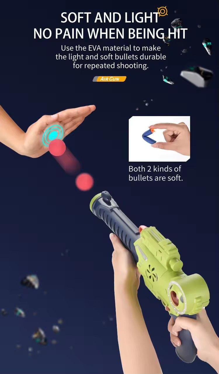Sound Light Electric EVA Foam Soft Bullet Air Gun Toy – Pump-Action, Safe Foam Bullets, No Batteries Needed