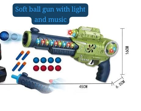 Sound Light Electric EVA Foam Soft Bullet Air Gun Toy – Pump-Action, Safe Foam Bullets, No Batteries Needed