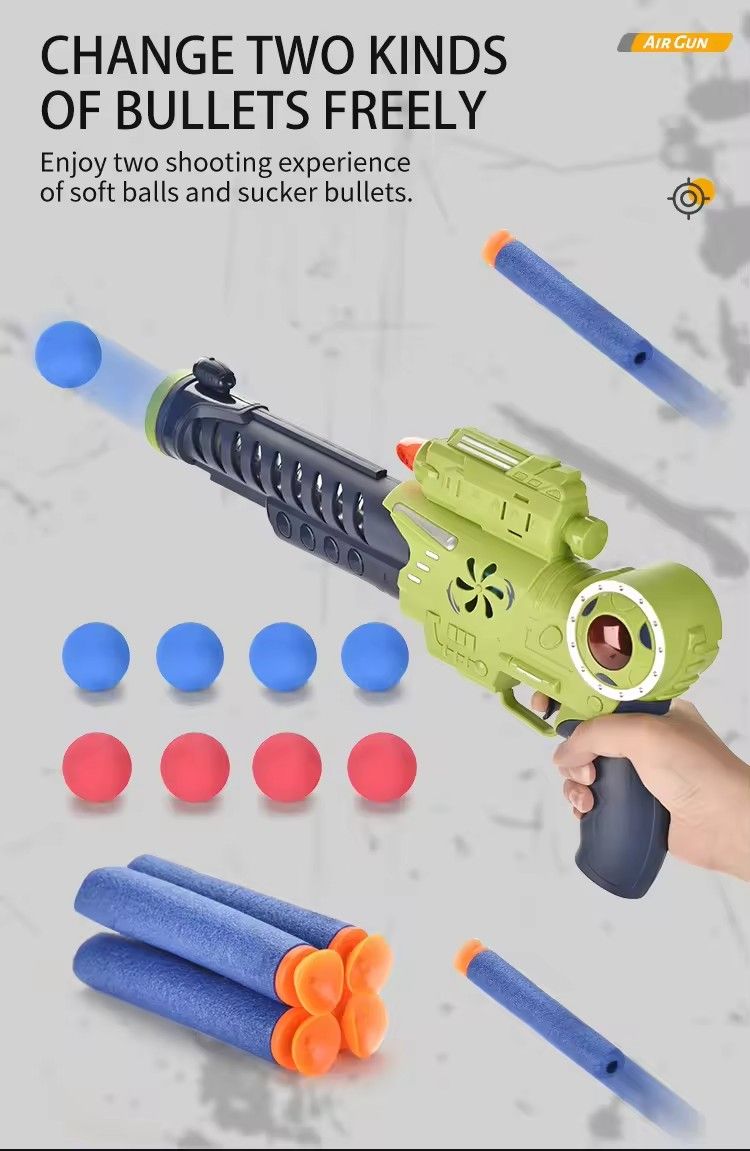 Sound Light Electric EVA Foam Soft Bullet Air Gun Toy – Pump-Action, Safe Foam Bullets, No Batteries Needed