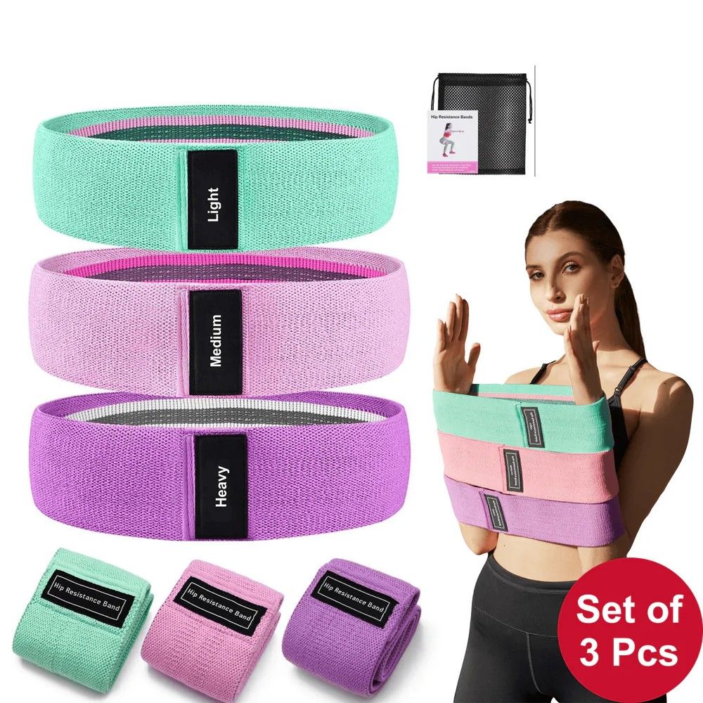 Set of 3 Resistance Bands for Legs & Butt – Booty Workout Bands, Hip Bands for Squats & Glutes Training