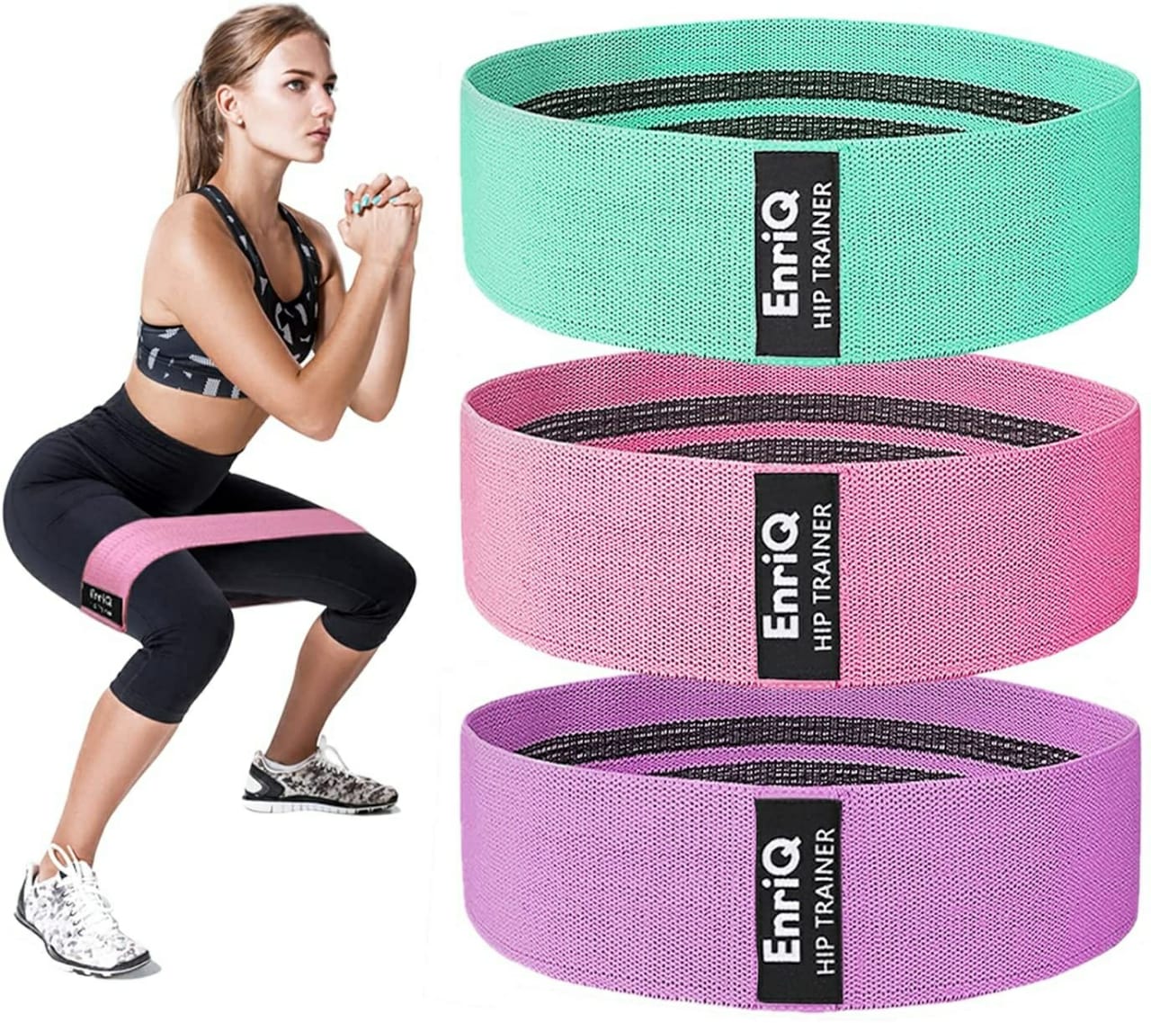 Set of 3 Resistance Bands for Legs & Butt – Booty Workout Bands, Hip Bands for Squats & Glutes Training